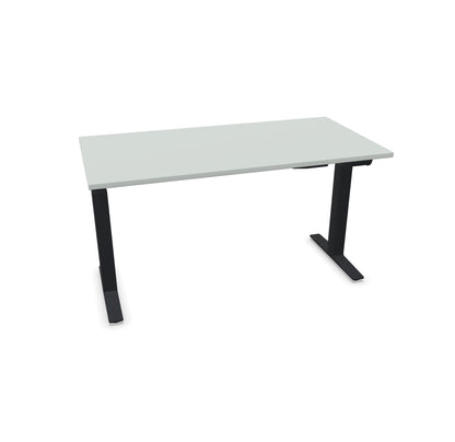 TALO.YOU Sitz-Steh-Schreibtisch mit Gaslift 1400x700mm Tischplatte Lichtgrau - Gestell Schwarz - 6039305
