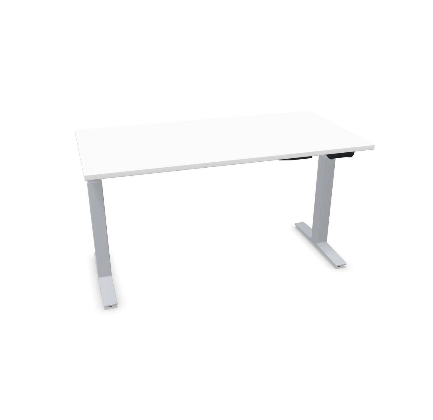 TALO.YOU Sitz-Steh-Schreibtisch mit Gaslift 1400x700mm Tischplatte Weiss - Gestell Silbergrau - 6039310