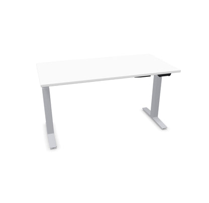 TALO.YOU Sitz-Steh-Schreibtisch mit Gaslift 1400x700mm Tischplatte Weiss - Gestell Silbergrau - 6039310