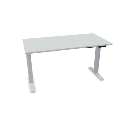 TALO.YOU Sitz-Steh-Schreibtisch mit Gaslift 1400x700mm Tischplatte Lichtgrau - Gestell Silbergrau - 6039311