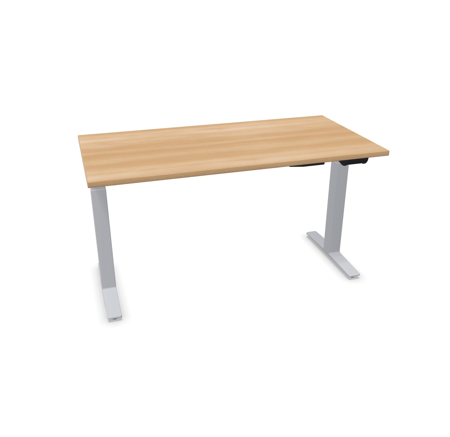TALO.YOU Sitz-Steh-Schreibtisch mit Gaslift 1400x700mm Tischplatte Buchendekor - Gestell Silbergrau - 6039314