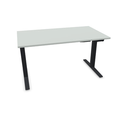 TALO.YOU Sitz-Steh-Schreibtisch mit Gaslift 1400x800mm Tischplatte Lichtgrau - Gestell Schwarz - 6039329