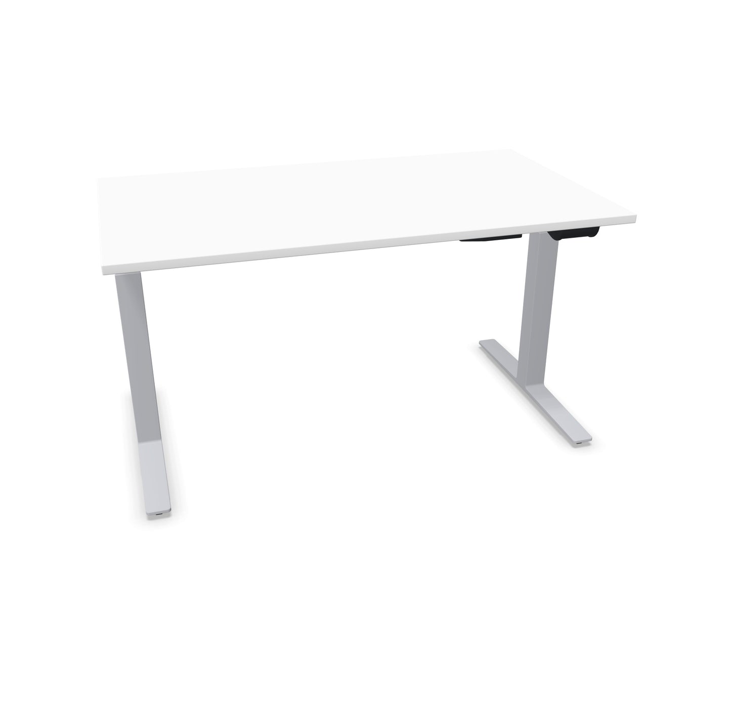 TALO.YOU Sitz-Steh-Schreibtisch mit Gaslift 1400x800mm Tischplatte Weiss - Gestell Silbergrau - 6039334