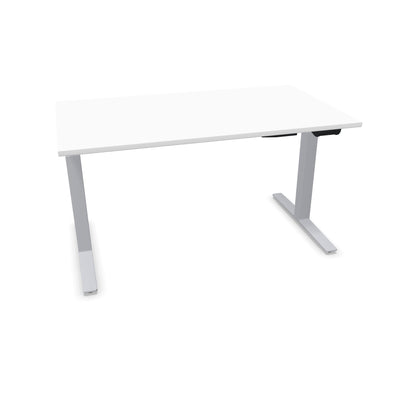 TALO.YOU Sitz-Steh-Schreibtisch mit Gaslift 1400x800mm Tischplatte Weiss - Gestell Silbergrau - 6039334