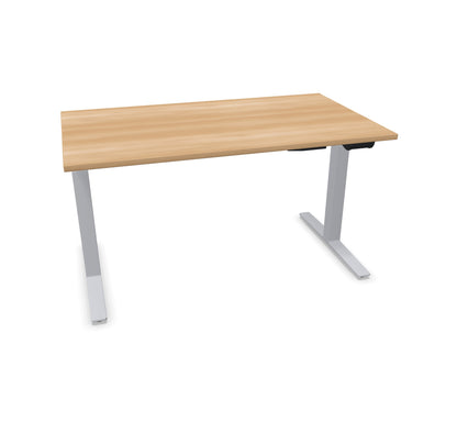 TALO.YOU Sitz-Steh-Schreibtisch mit Gaslift 1400x800mm Tischplatte Buchendekor - Gestell Silbergrau - 6039338