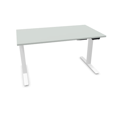 TALO.YOU Sitz-Steh-Schreibtisch mit Gaslift 1400x800mm Tischplatte Lichtgrau - Gestell Weiss - 6039347