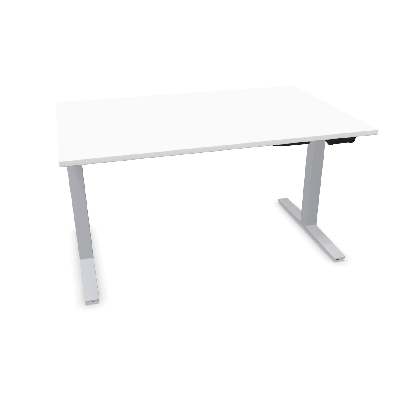 TALO.YOU Sitz-Steh-Schreibtisch mit Gaslift 1400x900mm Tischplatte Weiss - Gestell Silbergrau - 6039358