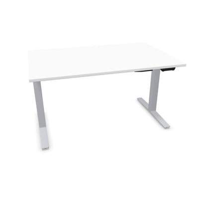 TALO.YOU Sitz-Steh-Schreibtisch mit Gaslift 1400x900mm Tischplatte Weiss - Gestell Silbergrau - 6039358