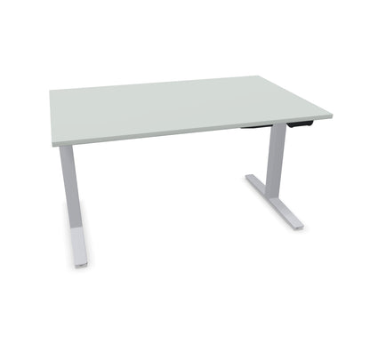 TALO.YOU Sitz-Steh-Schreibtisch mit Gaslift 1400x900mm Tischplatte Lichtgrau - Gestell Silbergrau - 6039359