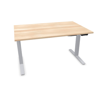 TALO.YOU Sitz-Steh-Schreibtisch mit Gaslift 1400x900mm Tischplatte Akaziendekor - Gestell Silbergrau - 6039361