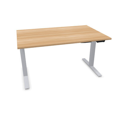 TALO.YOU Sitz-Steh-Schreibtisch mit Gaslift 1400x900mm Tischplatte Buchendekor - Gestell Silbergrau - 6039362