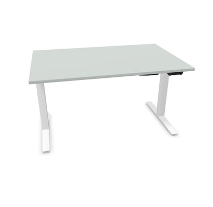 TALO.YOU Sitz-Steh-Schreibtisch mit Gaslift 1400x900mm Tischplatte Lichtgrau - Gestell Weiss - 6039371
