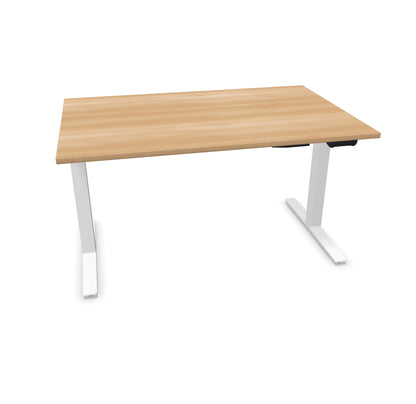 TALO.YOU Sitz-Steh-Schreibtisch mit Gaslift 1400x900mm Tischplatte Buchendekor - Gestell Weiss - 6039374