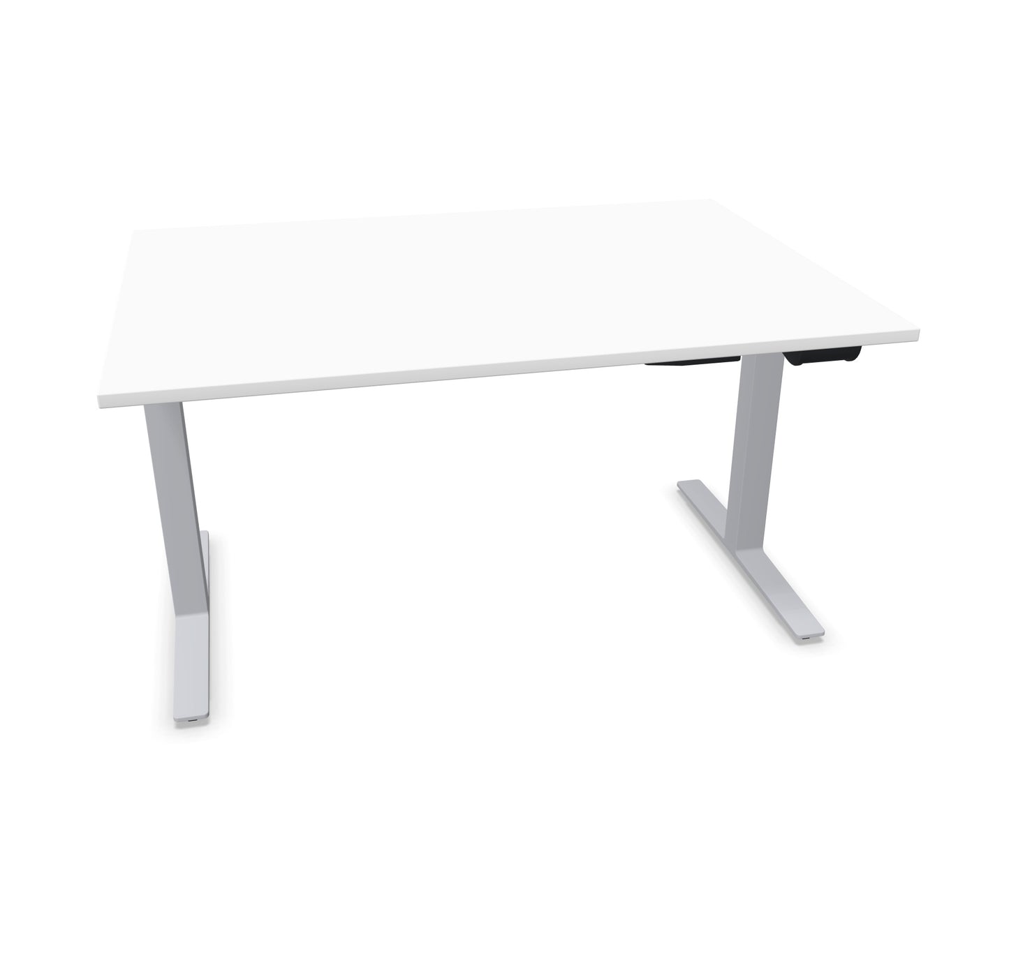 TALO.YOU Sitz-Steh-Schreibtisch mit Gaslift 1400x1000mm Tischplatte Weiss - Gestell Silbergrau - 6039382
