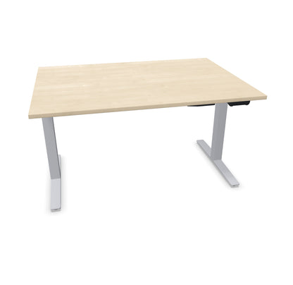 TALO.YOU Sitz-Steh-Schreibtisch mit Gaslift 1400x1000mm Tischplatte Ahorndekor - Gestell Silbergrau - 6039384