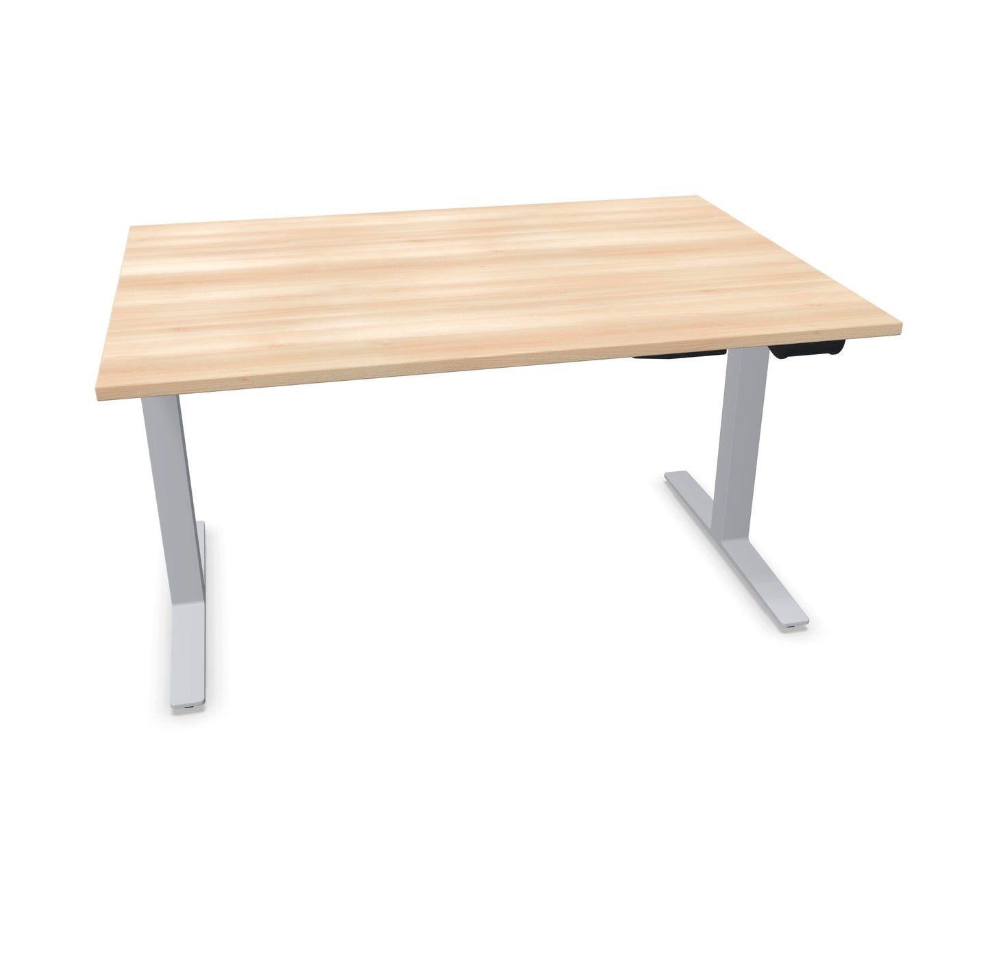 TALO.YOU Sitz-Steh-Schreibtisch mit Gaslift 1400x1000mm Tischplatte Akaziendekor - Gestell Silbergrau - 6039385
