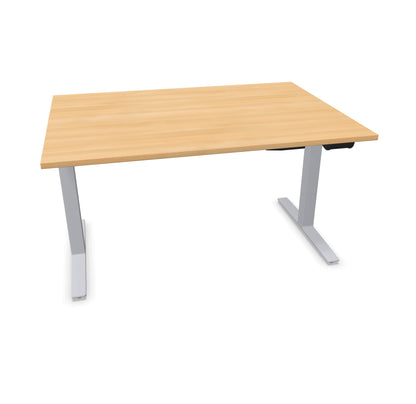 TALO.YOU Sitz-Steh-Schreibtisch mit Gaslift 1400x1000mm Tischplatte Eichendekor - Gestell Silbergrau - 6039387