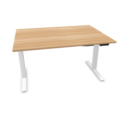 TALO.YOU Sitz-Steh-Schreibtisch mit Gaslift 1400x1000mm Tischplatte Buchendekor - Gestell Weiss - 6039398