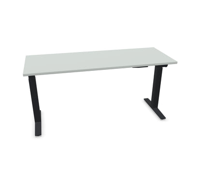 TALO.YOU Sitz-Steh-Schreibtisch mit Gaslift 1600x600mm Tischplatte Lichtgrau - Gestell Schwarz - 6039401