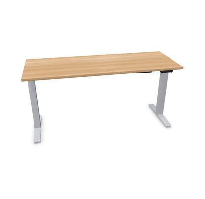 TALO.YOU Sitz-Steh-Schreibtisch mit Gaslift 1600x600mm Tischplatte Buchendekor - Gestell Silbergrau - 6039410