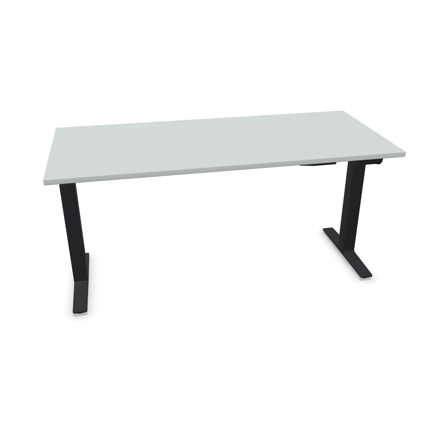 TALO.YOU Sitz-Steh-Schreibtisch mit Gaslift 1600x700mm Tischplatte Lichtgrau - Gestell Schwarz - 6039425