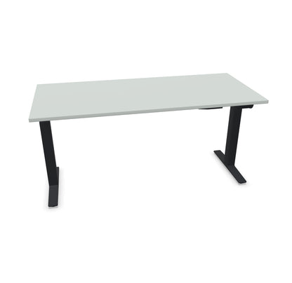 TALO.YOU Sitz-Steh-Schreibtisch mit Gaslift 1600x700mm Tischplatte Lichtgrau - Gestell Schwarz - 6039425