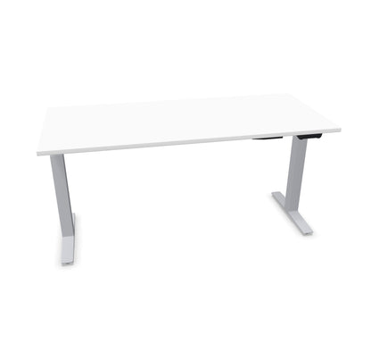 TALO.YOU Sitz-Steh-Schreibtisch mit Gaslift 1600x700mm Tischplatte Weiss - Gestell Silbergrau - 6039430