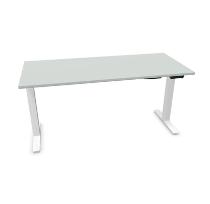 TALO.YOU Sitz-Steh-Schreibtisch mit Gaslift 1600x700mm Tischplatte Lichtgrau - Gestell Weiss - 6039443