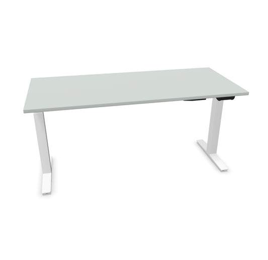 TALO.YOU Sitz-Steh-Schreibtisch mit Gaslift 1600x700mm Tischplatte Lichtgrau - Gestell Weiss - 6039443