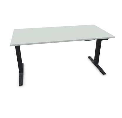 TALO.YOU Sitz-Steh-Schreibtisch mit Gaslift 1600x800mm Tischplatte Lichtgrau - Gestell Schwarz - 6039449