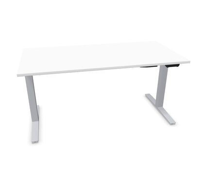 TALO.YOU Sitz-Steh-Schreibtisch mit Gaslift 1600x800mm Tischplatte Weiss - Gestell Silbergrau - 6039454