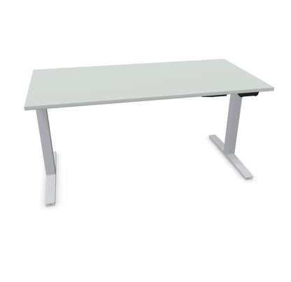TALO.YOU Sitz-Steh-Schreibtisch mit Gaslift 1600x800mm Tischplatte Lichtgrau - Gestell Silbergrau - 6039455