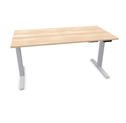 TALO.YOU Sitz-Steh-Schreibtisch mit Gaslift 1600x800mm Tischplatte Akaziendekor - Gestell Silbergrau - 6039457