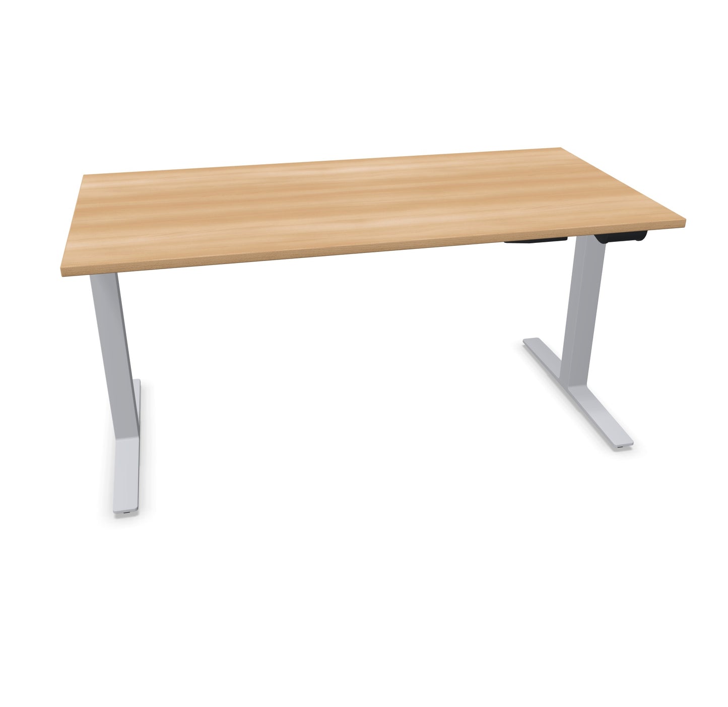 TALO.YOU Sitz-Steh-Schreibtisch mit Gaslift 1600x800mm Tischplatte Buchendekor - Gestell Silbergrau - 6039458