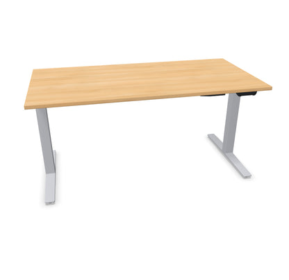 TALO.YOU Sitz-Steh-Schreibtisch mit Gaslift 1600x800mm Tischplatte Eichendekor - Gestell Silbergrau - 6039459