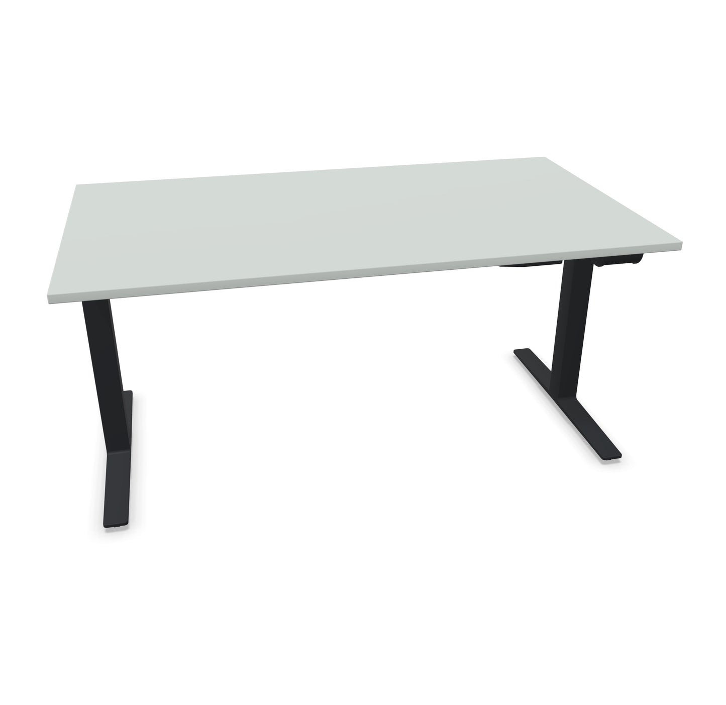TALO.YOU Sitz-Steh-Schreibtisch mit Gaslift 1600x900mm Tischplatte Lichtgrau - Gestell Schwarz - 6039474