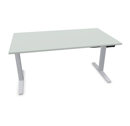 TALO.YOU Sitz-Steh-Schreibtisch mit Gaslift 1600x900mm Tischplatte Lichtgrau - Gestell Silbergrau - 6039480