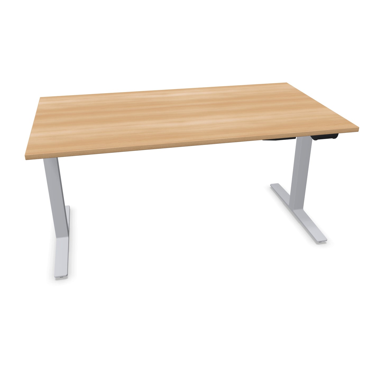 TALO.YOU Sitz-Steh-Schreibtisch mit Gaslift 1600x900mm Tischplatte Buchendekor - Gestell Silbergrau - 6039483