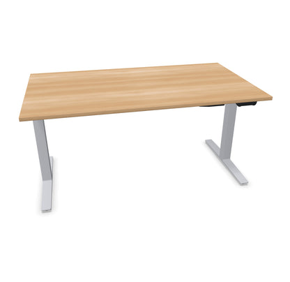 TALO.YOU Sitz-Steh-Schreibtisch mit Gaslift 1600x900mm Tischplatte Buchendekor - Gestell Silbergrau - 6039483