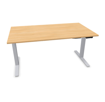 TALO.YOU Sitz-Steh-Schreibtisch mit Gaslift 1600x900mm Tischplatte Eichendekor - Gestell Silbergrau - 6039484