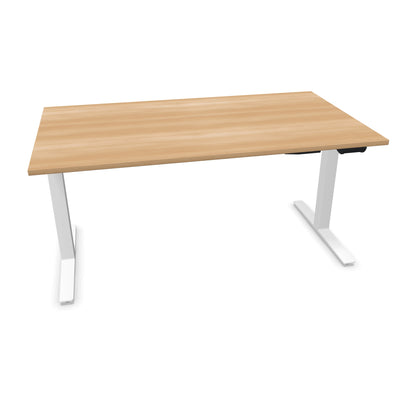 TALO.YOU Sitz-Steh-Schreibtisch mit Gaslift 1600x900mm Tischplatte Buchendekor - Gestell Weiss - 6039495