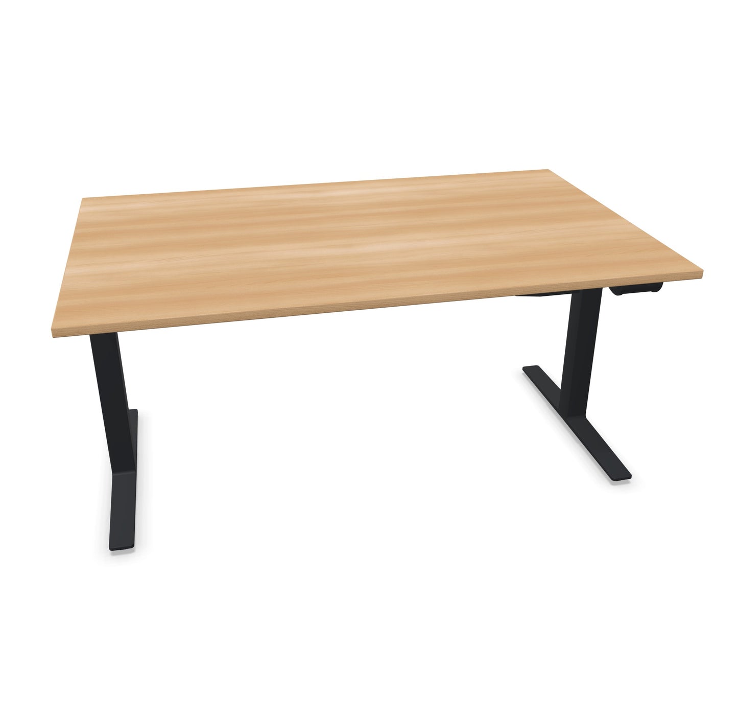 TALO.YOU Sitz-Steh-Schreibtisch mit Gaslift 1600x1000mm Tischplatte Buchendekor - Gestell Schwarz - 6039501