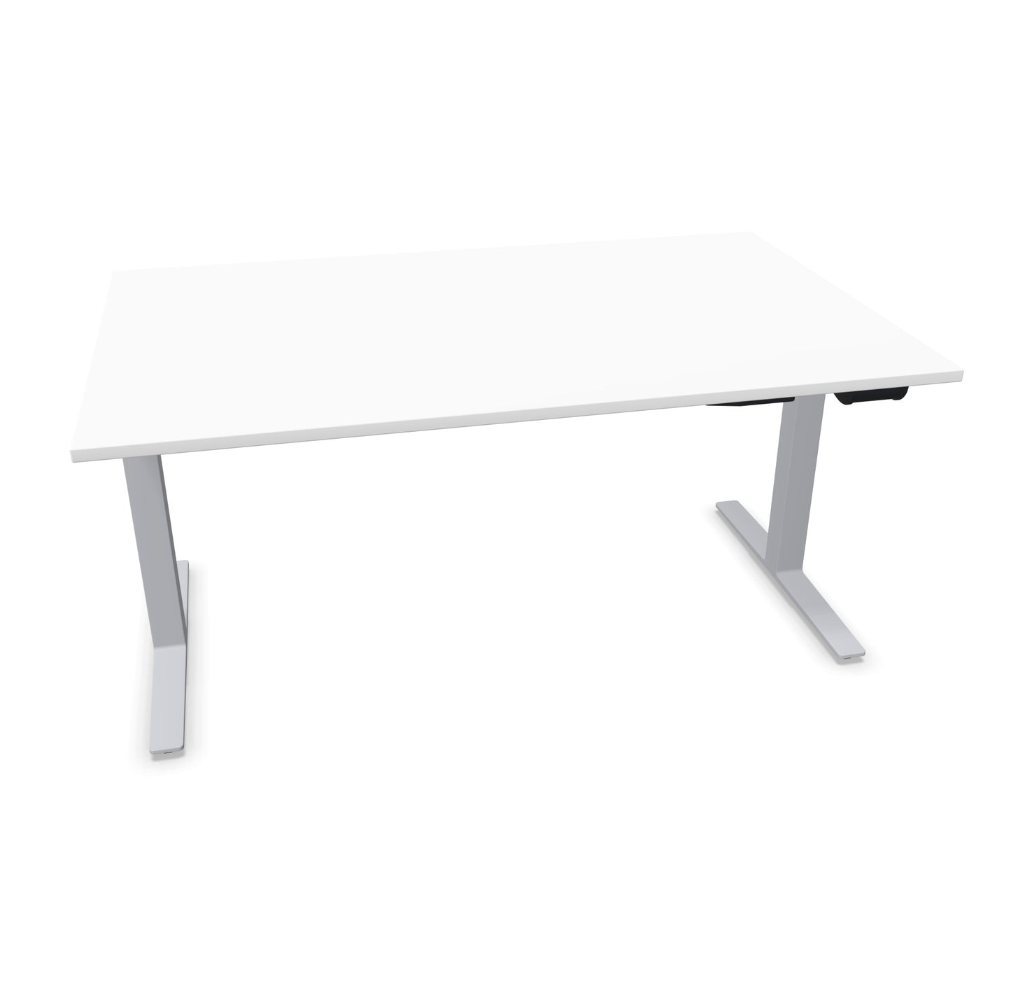 TALO.YOU Sitz-Steh-Schreibtisch mit Gaslift 1600x1000mm Tischplatte Weiss - Gestell Silbergrau - 6039503