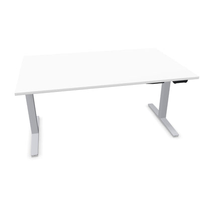 TALO.YOU Sitz-Steh-Schreibtisch mit Gaslift 1600x1000mm Tischplatte Weiss - Gestell Silbergrau - 6039503