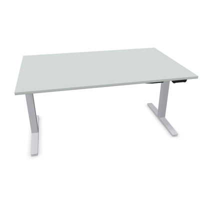TALO.YOU Sitz-Steh-Schreibtisch mit Gaslift 1600x1000mm Tischplatte Lichtgrau - Gestell Silbergrau - 6039504