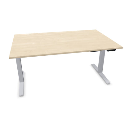 TALO.YOU Sitz-Steh-Schreibtisch mit Gaslift 1600x1000mm Tischplatte Ahorndekor - Gestell Silbergrau - 6039505