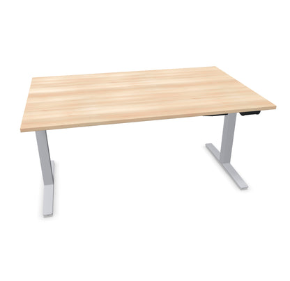 TALO.YOU Sitz-Steh-Schreibtisch mit Gaslift 1600x1000mm Tischplatte Akaziendekor - Gestell Silbergrau - 6039506