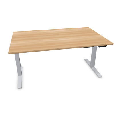 TALO.YOU Sitz-Steh-Schreibtisch mit Gaslift 1600x1000mm Tischplatte Buchendekor - Gestell Silbergrau - 6039507