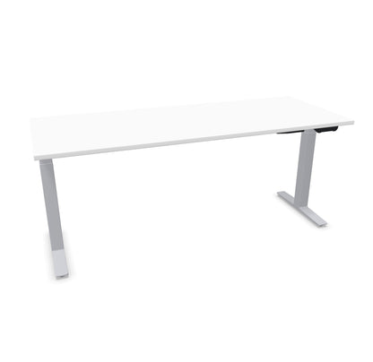 TALO.YOU Sitz-Steh-Schreibtisch mit Gaslift 1800x700mm Tischplatte Weiss - Gestell Silbergrau - 6039552