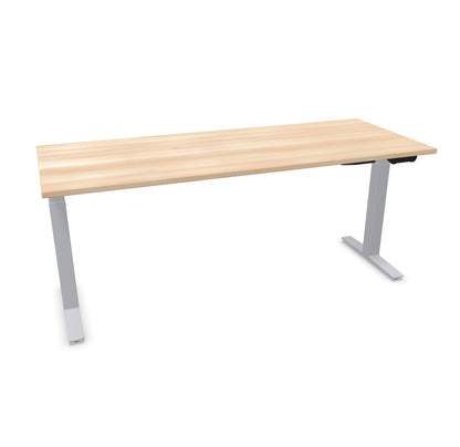 TALO.YOU Sitz-Steh-Schreibtisch mit Gaslift 1800x700mm Tischplatte Akaziendekor - Gestell Silbergrau - 6039555